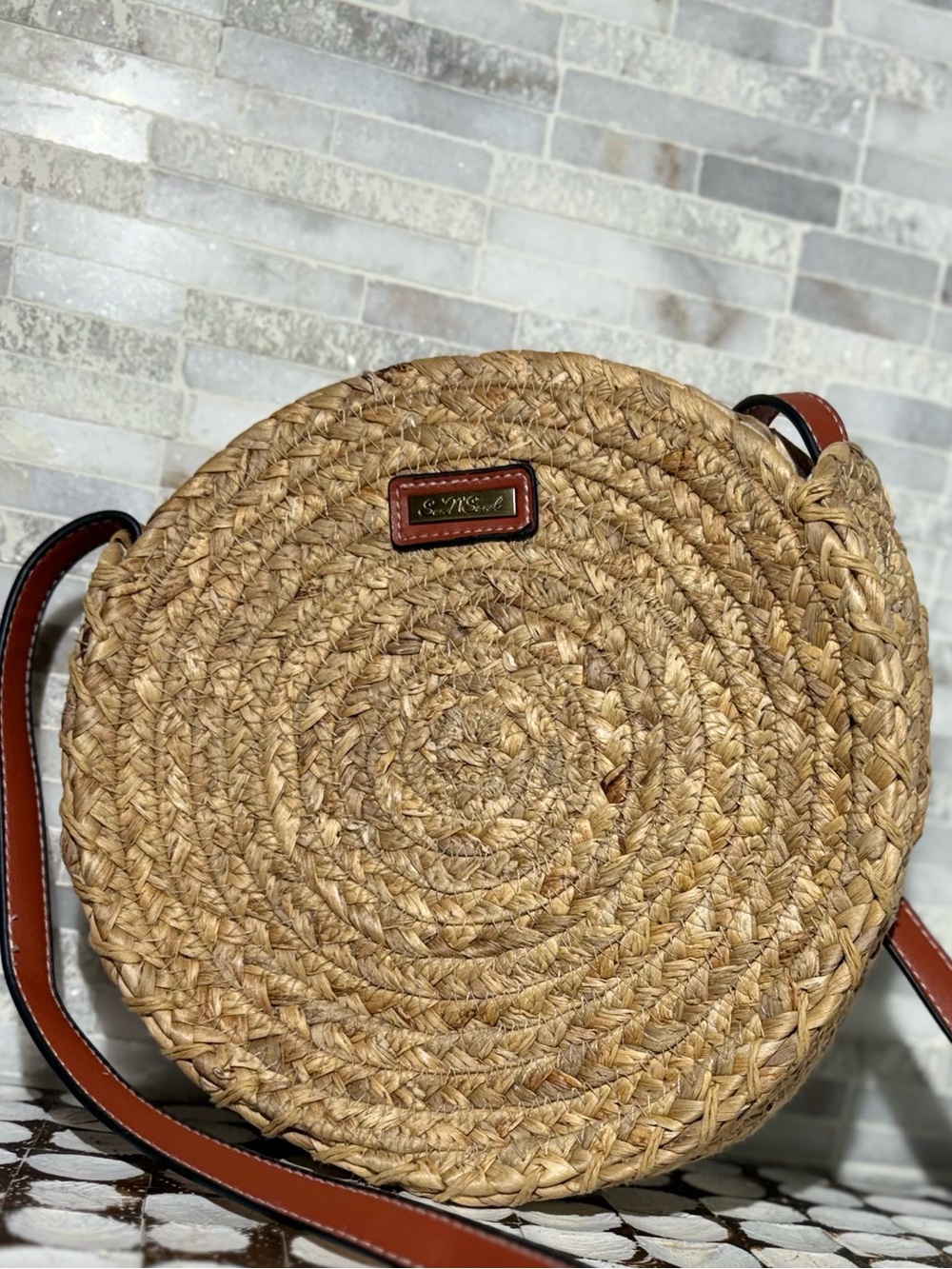 Sun N Sand Round Woven Straw Crossbody Bag – Boho Beach Summer Purse